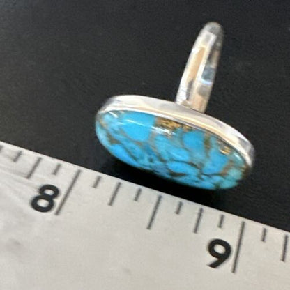 Navajo Blue Mojave Turquoise Ring | Sterling Silver | Sz 10 | Authentic Native American Handmade | 16053
