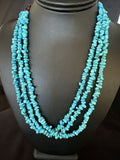 Blue Kingman Nugget Turquoise Necklace | 3-Strand Navajo Sterling Silver | 20" | 15340