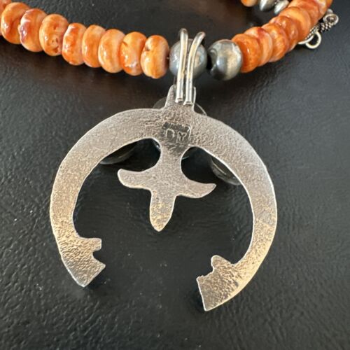 Navajo Blue Turquoise Spiny Naja Pendant Necklace | Sterling Silver | 23" | Authentic Native American Handmade | 14931