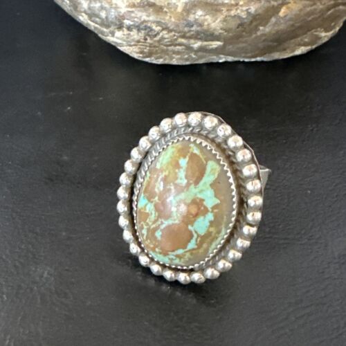 Navajo Blue #8 Turquoise Ring | Sterling Silver | Sz 10 | Authentic Native American Handmade | 15890 - Masha USA