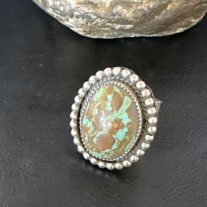 Navajo Blue #8 Turquoise Ring | Sterling Silver | Sz 10 | Authentic Native American Handmade | 15890 - Masha USA