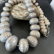 Navajo Handmade Stamped Sterling Silver Graduated Necklace | 28" | Native American | 15900