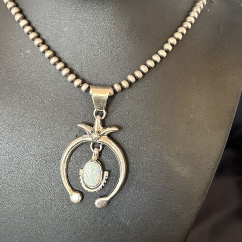 Navajo Opal Naja Pendant Necklace | Sterling Silver | 20" | Authentic Native American Handmade | 17661