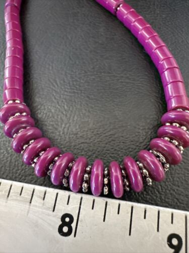 Stabilized Purple Sugilite Beads Silver Tubes Necklace | Graduated | Authentic Native American | 19" | 10471