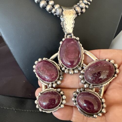 Navajo XL Purple Spiny Cluster Naja Pendant Necklace | Sterling Silver | 21" | 16677