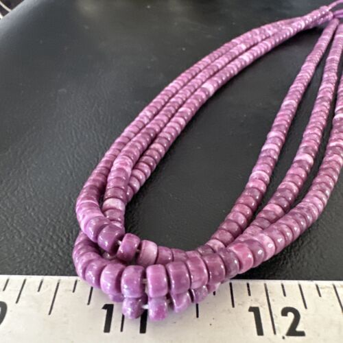 Sugilite Heishi Bead Necklace | 3 Strand | Stabilized Sterling Silver | 20" | 16176