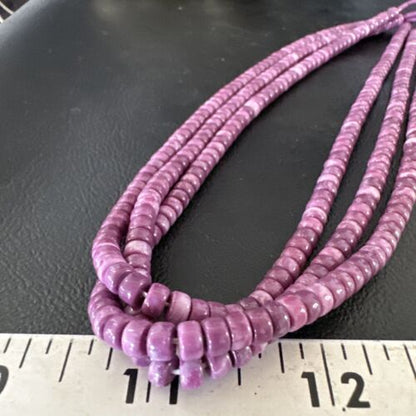 Sugilite Heishi Bead Necklace | 3 Strand | Stabilized Sterling Silver | 20" | 16176