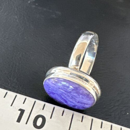 Women's Purple Charoite Navajo Oval Ring | Sterling Silver | Sz 9 | Authentic Native American Handmade | 16050
