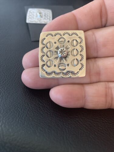 Navajo Stamped Square Earrings | Sterling Silver | Authentic Native American Handmade | 1199
