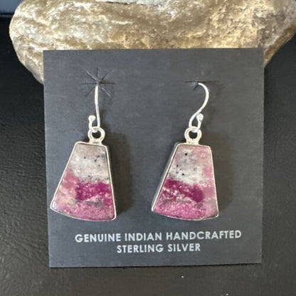 Purple Mojave Turquoise Dangle Earrings | Sterling Silver | Authentic Native American Handmade | 15782