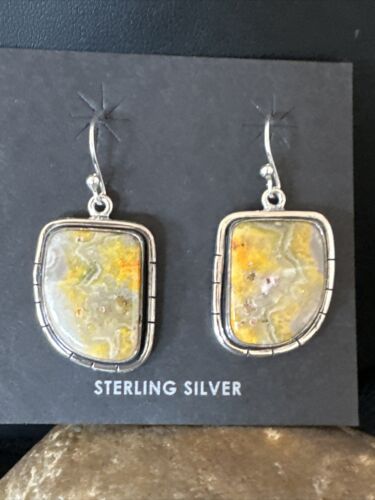 Navajo Bumblebee Jasper Earrings | Sterling Silver | Authentic Native American Handmade | 15835
