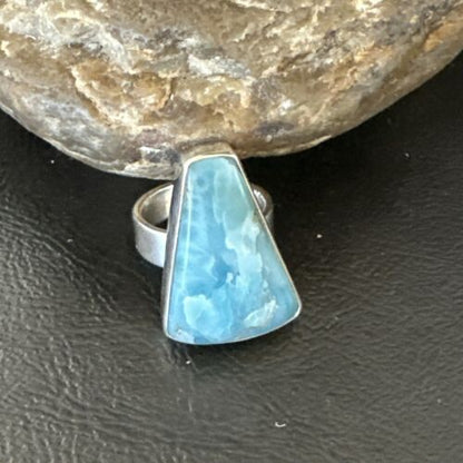 Navajo Blue Larimar Ring | Sterling Silver | Sz 7 | Authentic Native American Handmade | 17656