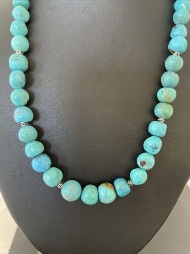 Navajo Blue Turquoise Earrings & Necklace Set | Sterling Silver | 20" | Authentic Native American Handmade | 01234