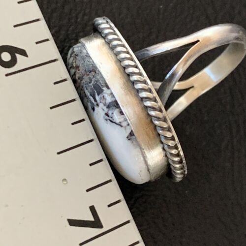 Navajo White Buffalo Turquoise Ring | Sterling Silver | Sz 5.5 | Authentic Native American Handmade | 11643