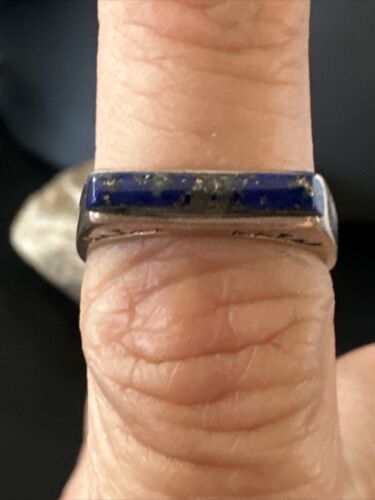 Navajo Navy Blue Lapis Inlay Ring | Sterling Silver | Sz 7 | Authentic Native American Handmade | 11290 - Masha USA