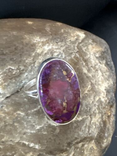 Southwestern Navajo Purple Mojave Turquoise Ring | Sterling Silver | Sz 8 | 15605