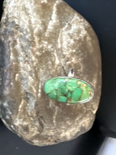 Navajo Green Mojave Turquoise Ring | Sterling Silver | Sz 8 | Authentic Native American Handmade | 15590