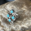 Navajo Blue Kingman Turquoise Cluster Ring | Authentic Native American Sterling Silver | Multi-Stone | Sz 5 | 15357