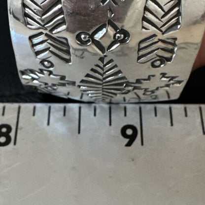 Navajo Stamped Cuff Bracelet | Sterling Silver | Authentic Native American Handmade | 17458