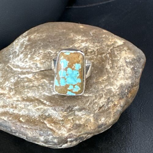 Navajo Blue Turquoise #8 Ring | Sterling Silver | Sz 7 | Authentic Native American Handmade | 14963