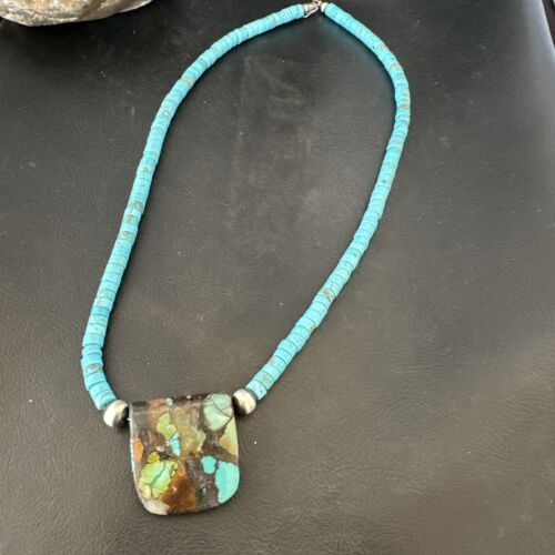 Navajo SpiderWeb Turquoise Heishi Pearls Necklace | Sterling Silver | 20" | 17033
