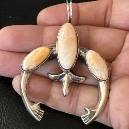 Navajo Pink Conch Necklace with Naja Pendant | Sterling Silver | Authentic Native American Handmade | 15149