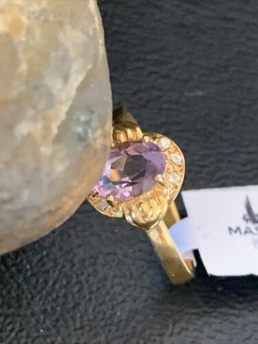 American Women's Gold Plated Purple Amethyst Ring | Sterling Silver | Sz 9 | 01787