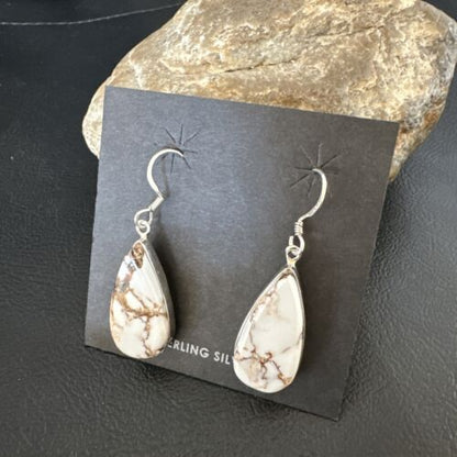 Navajo Wild Horse Turquoise Dangle Earrings | Sterling Silver | Authentic Native American Handmade | 15741