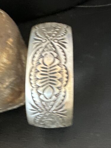 Native American Sterling Silver Navajo Stamped Cuff Bracelet | Authentic Handmade | 15984