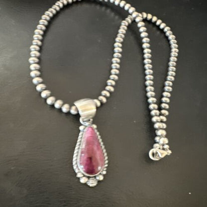 Navajo Purple Spiny Oyster Pendant Necklace | Sterling Silver | Native American Handmade | 16060