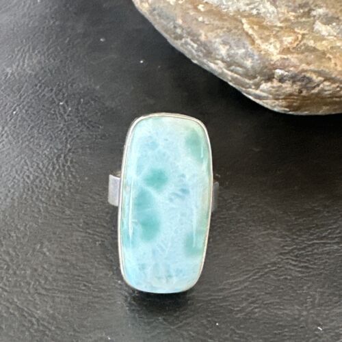 Navajo Blue Larimar Ring | Sterling Silver | Sz 8 | Authentic Native American Handmade | 16604