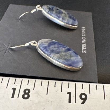 Blue Denim Lapis Dangle Earrings | Sterling Silver | 1" | 15808