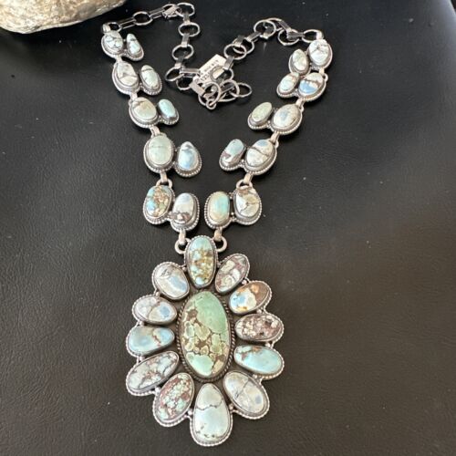 Navajo Blue Golden Hills Turquoise Lariat Necklace Pendant | 16181 | Authentic Native American Handmade