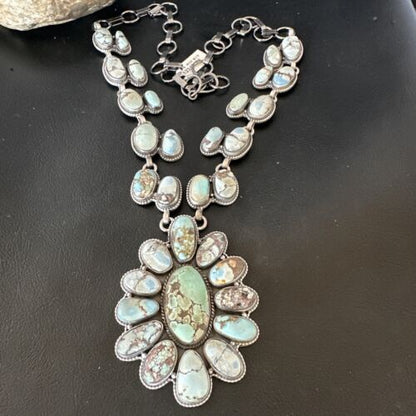 Navajo Blue Golden Hills Turquoise Lariat Necklace Pendant | 16181 | Authentic Native American Handmade