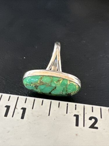 Navajo Green Mojave Turquoise Ring | Sterling Silver | Sz 7 | Authentic Native American Handmade | 15592