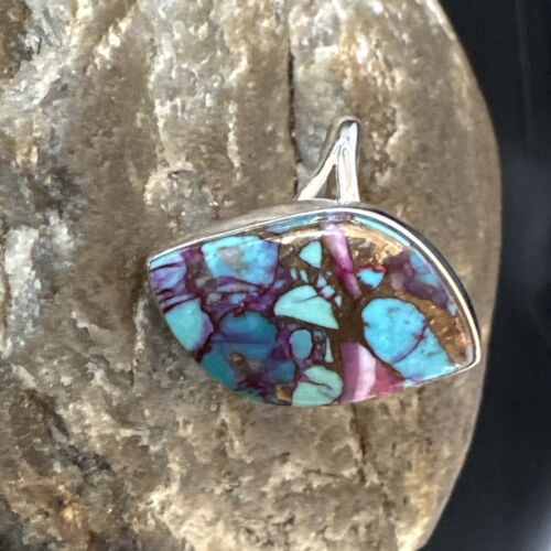 Navajo Blue Turquoise Purple Spiny Oyster Ring | Sterling Silver | Sz 8 | Authentic Native American Handmade | 16625