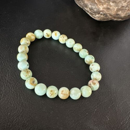 Women's Green Turquoise Stretch Bracelet | 8mm Stone | 7" | Authentic Native American Handmade | 15243