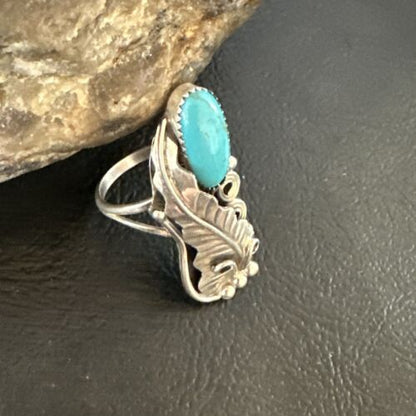 Navajo Blue Turquoise Ring | Sterling Silver | Sz 6 | Authentic Native American Handmade | 15405