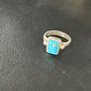 Navajo Blue Turquoise Pinkie Ring | Sterling Silver | Sz 4.5 | Authentic Native American Handmade | 15360