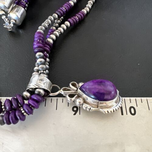 Navajo Sugilite 3-Strand Bead Necklace Set | Sterling Silver | 21" | Authentic Native American Handmade | 02927