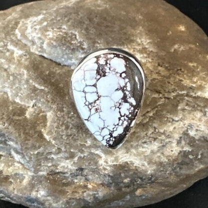 Navajo Wild Horse Turquoise Ring | Sterling Silver | Sz 7 Adjustable | Authentic Native American Handmade | 15548 - Masha USA