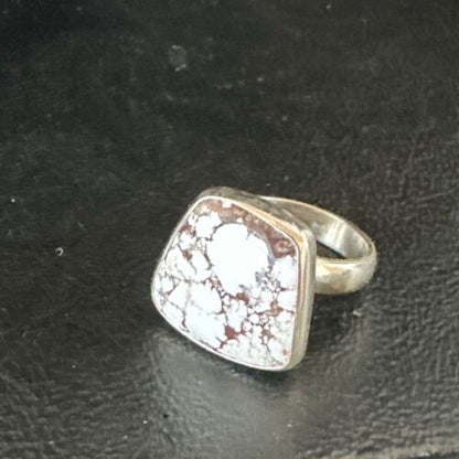 Men's Women's Wild Horse Turquoise Ring | Navajo Sterling Silver | Sz 7 | Authentic Native American Handmade | 17286