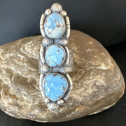 Navajo Blue Golden Hills Turquoise Multi-Stone Ring | Authentic Native American Sterling Silver | Sz 9.5 | 16288
