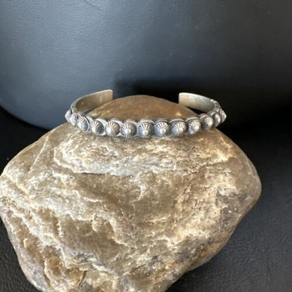 Navajo Stamped Cuff Bracelet | Old Pawn Sterling Silver | Authentic Native American Jewelry | 15163