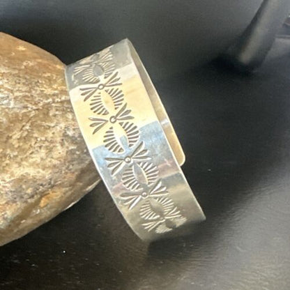 Navajo Stamped Cuff Bracelet | Sterling Silver | Authentic Native American Handmade | 16124