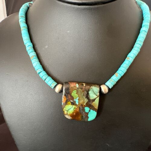 Navajo SpiderWeb Turquoise Heishi Pearls Necklace | Sterling Silver | 20" | 17033
