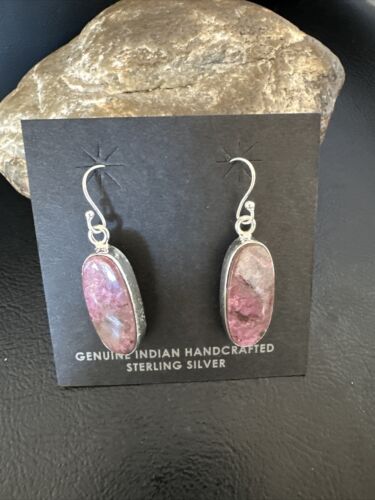 Purple Mojave Turquoise Dangle Earrings | Sterling Silver | Authentic Native American Handmade | 15785