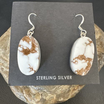 Navajo Wild Horse Turquoise Dangle Earrings | Sterling Silver | Authentic Native American Handmade | 15743