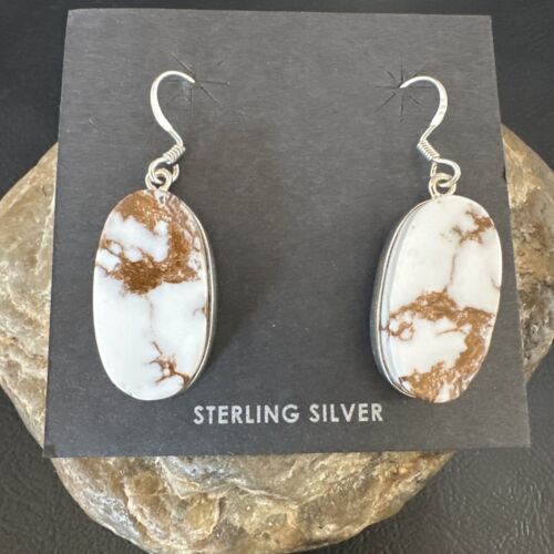 Navajo Wild Horse Turquoise Dangle Earrings | Sterling Silver | Authentic Native American Handmade | 15743