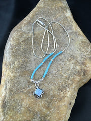 Children's Turquoise Beads Necklace with Opal Pendant Necklace | Sterling Silver | 18" | 10128
